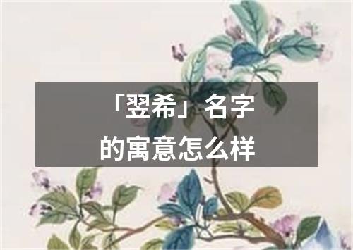 「翌希」名字的寓意怎么样