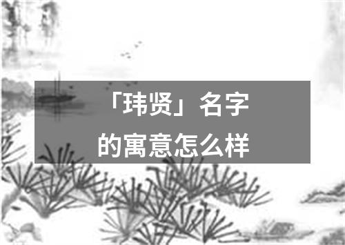 「玮贤」名字的寓意怎么样