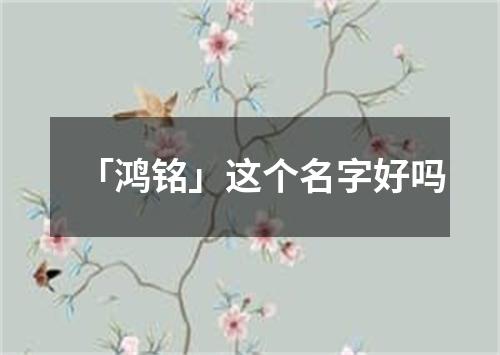 「鸿铭」这个名字好吗