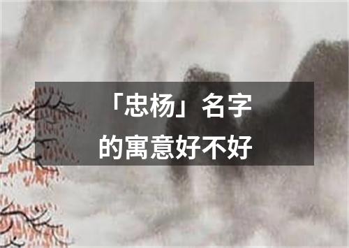 「忠杨」名字的寓意好不好