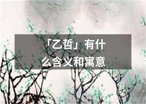 「乙哲」有什么含义和寓意