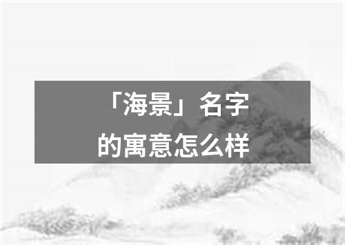 「海景」名字的寓意怎么样