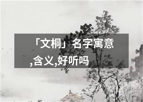 「文桐」名字寓意,含义,好听吗