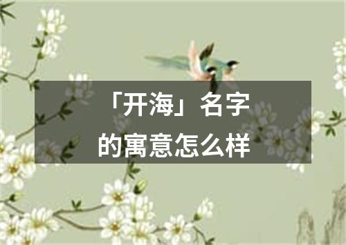 「开海」名字的寓意怎么样