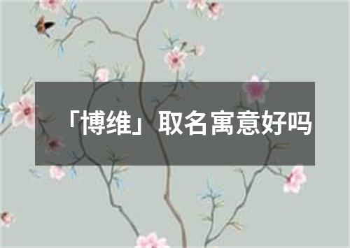 「博维」取名寓意好吗