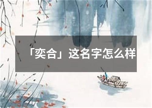 「奕合」这名字怎么样