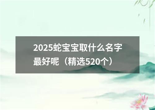 2025蛇宝宝取什么名字最好呢（精选520个）