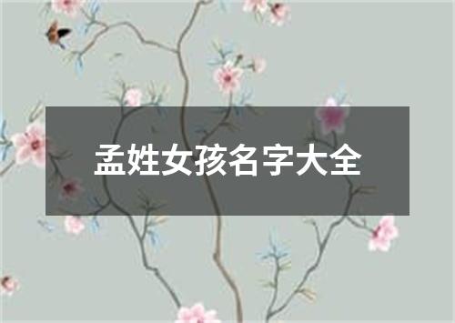 孟姓女孩名字大全