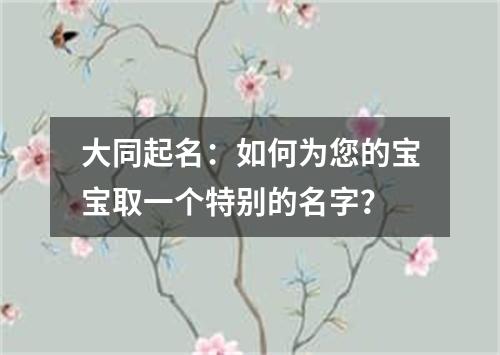 大同起名：如何为您的宝宝取一个特别的名字？