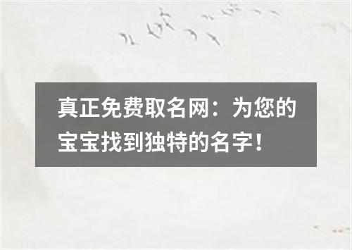 真正免费取名网：为您的宝宝找到独特的名字！