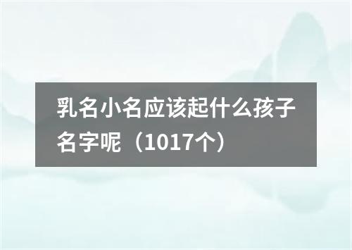 乳名小名应该起什么孩子名字呢（1017个）