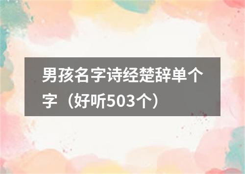 男孩名字诗经楚辞单个字（好听503个）