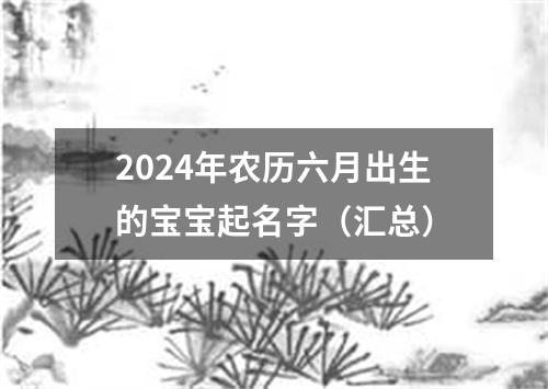 2024年农历六月出生的宝宝起名字（汇总）