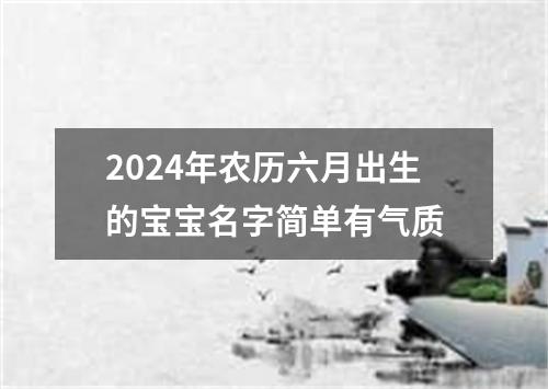 2024年农历六月出生的宝宝名字简单有气质