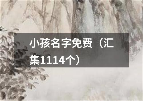 小孩名字免费（汇集1114个）