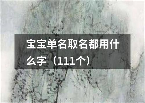 宝宝单名取名都用什么字（111个）