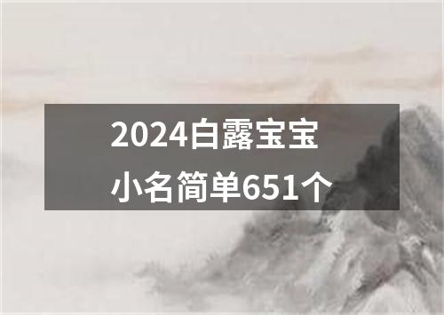 2024白露宝宝小名简单651个