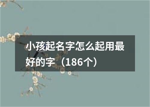 小孩起名字怎么起用最好的字（186个）