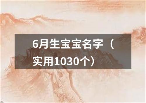 6月生宝宝名字（实用1030个）