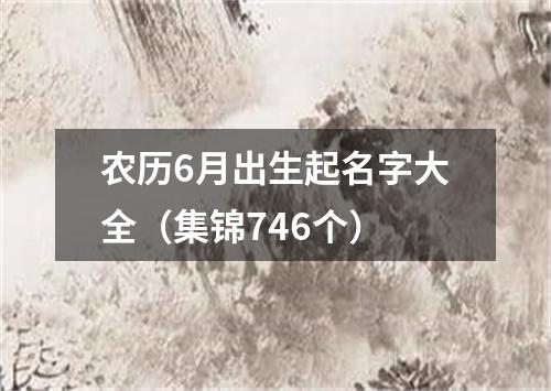 农历6月出生起名字大全（集锦746个）