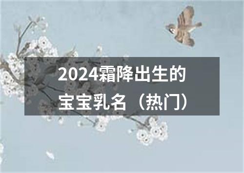 2024霜降出生的宝宝乳名（热门）