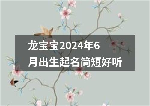 龙宝宝2024年6月出生起名简短好听