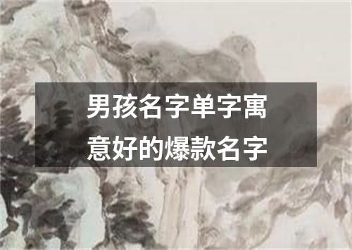 男孩名字单字寓意好的爆款名字