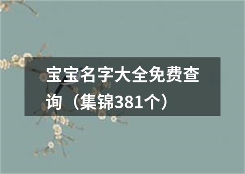 宝宝名字大全免费查询（集锦381个）