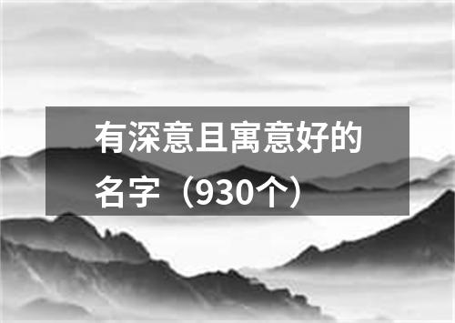 有深意且寓意好的名字（930个）