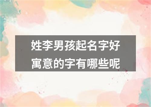 姓李男孩起名字好寓意的字有哪些呢