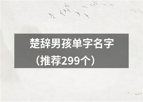 楚辞男孩单字名字（推荐299个）