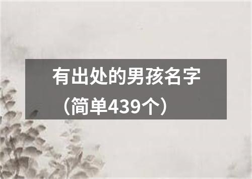 有出处的男孩名字（简单439个）