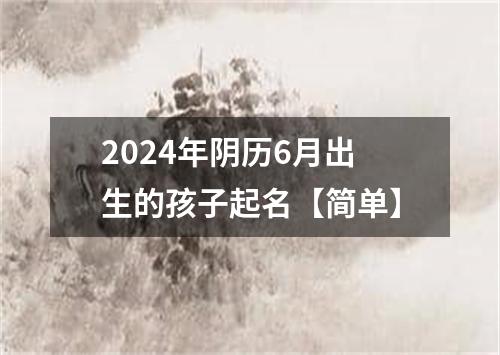 2024年阴历6月出生的孩子起名【简单】