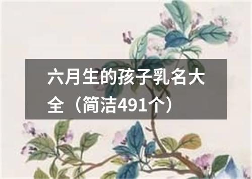 六月生的孩子乳名大全（简洁491个）