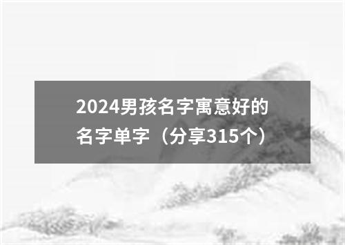 2024男孩名字寓意好的名字单字（分享315个）