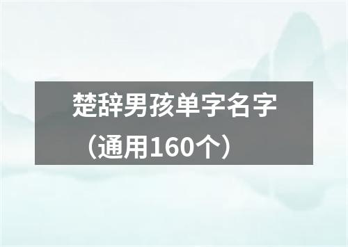 楚辞男孩单字名字（通用160个）