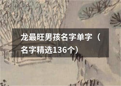 龙最旺男孩名字单字（名字精选136个）