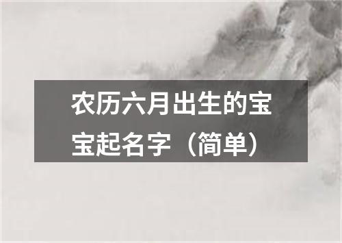 农历六月出生的宝宝起名字（简单）