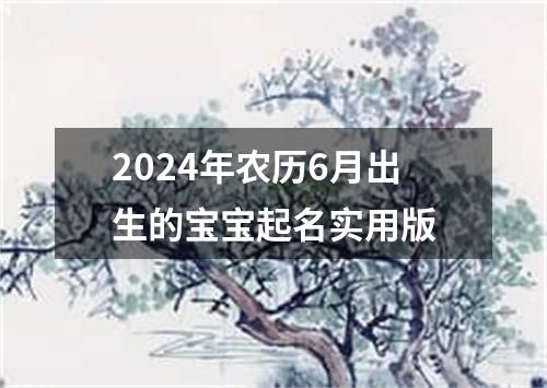 2024年农历6月出生的宝宝起名实用版