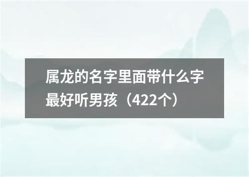 属龙的名字里面带什么字最好听男孩（422个）