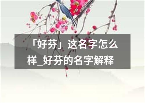 「好芬」这名字怎么样_好芬的名字解释