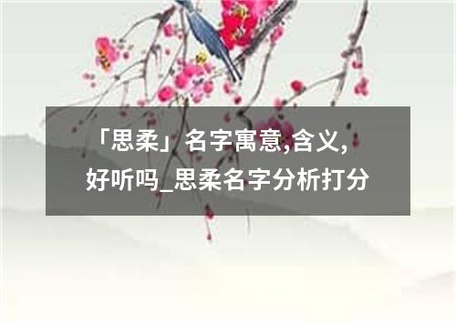 「思柔」名字寓意,含义,好听吗_思柔名字分析打分