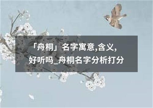 「舟桐」名字寓意,含义,好听吗_舟桐名字分析打分