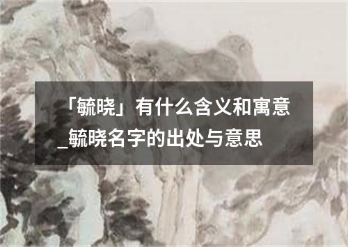 「毓晓」有什么含义和寓意_毓晓名字的出处与意思