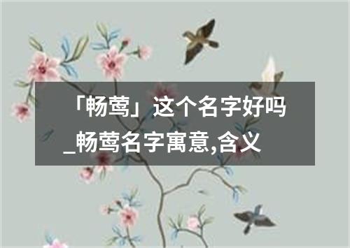 「畅莺」这个名字好吗_畅莺名字寓意,含义