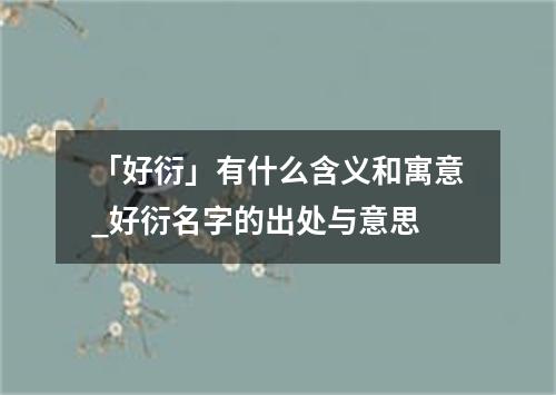 「好衍」有什么含义和寓意_好衍名字的出处与意思