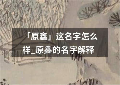 「原鑫」这名字怎么样_原鑫的名字解释