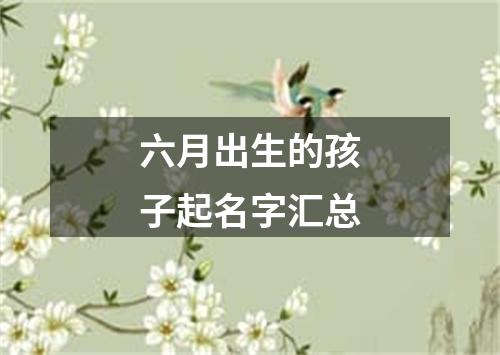 六月出生的孩子起名字汇总