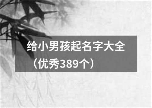 给小男孩起名字大全（优秀389个）