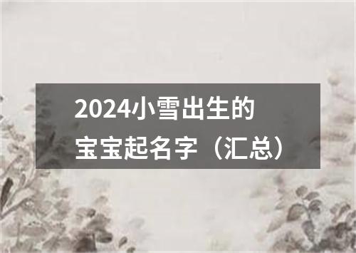 2024小雪出生的宝宝起名字（汇总）